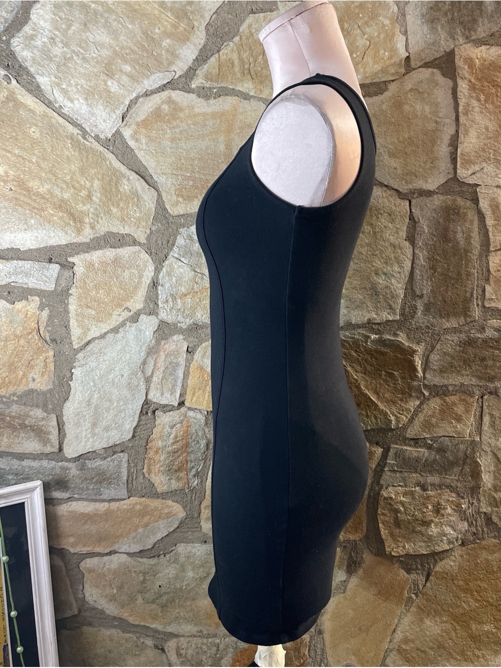 Wild Fable Black Bodycon Mini Dress Stretch Fitted Minimal Basic - Picture 4 of 6